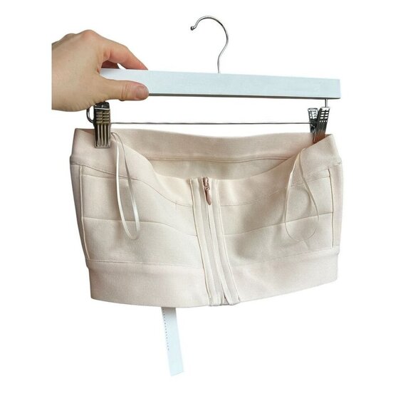 Susana Monaco Womens Beige Strapless Tube top, Zip-Back Crop Top, SM - Picture 12 of 13